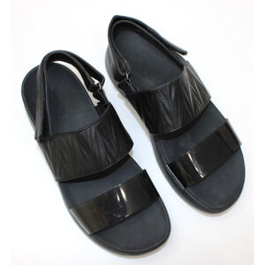 Vionic Womens Karleen Sandals 38 7 Black Slingback Platform Shoes Flat Comfort